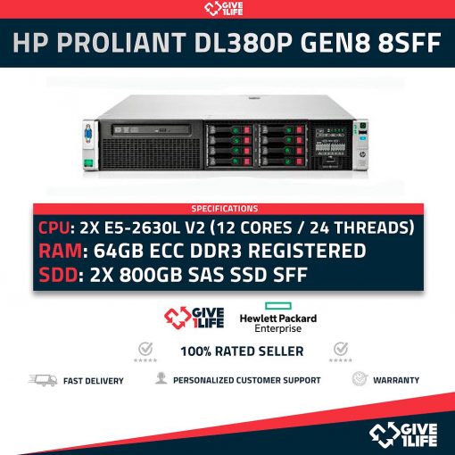 HP Proliant DL380P Gen8 8SFF 2x E5-264 12 Núcleos 24 Hilos 64GB RAM 1.6TB SSD 2 Caddy 2 PSU
ENVIO RAPIDO, FACTURA, VENDEDOR PROFESIONAL