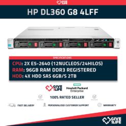 HPE Proliant DL360P G8 4LFF 2x E5-2640 12 Núcleos 24 Hilos 96GB RAM 8TB 2x PSU